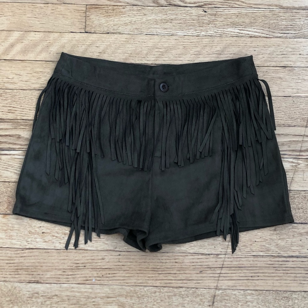 Suede Fringe Shorts